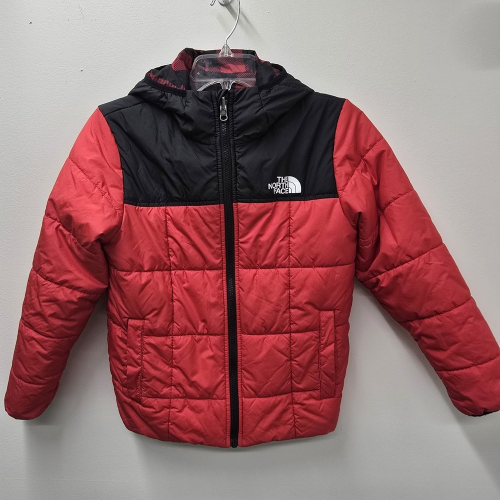The North Face Youth Boys Reversible Jacket Puffer SZ M Removable Hood Packable